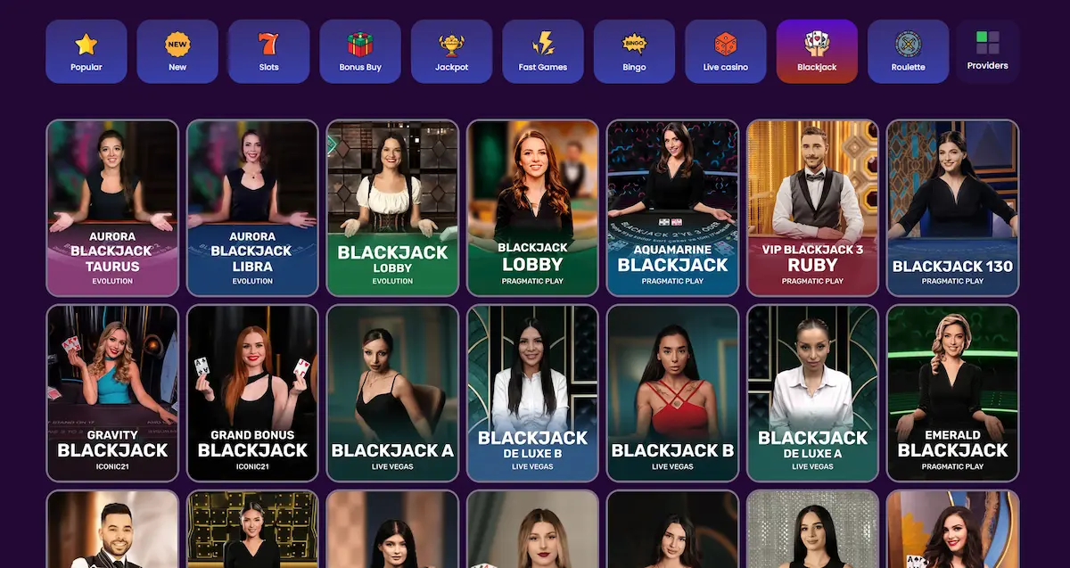 Live-Blackjack-Tisch im Spinando Casino